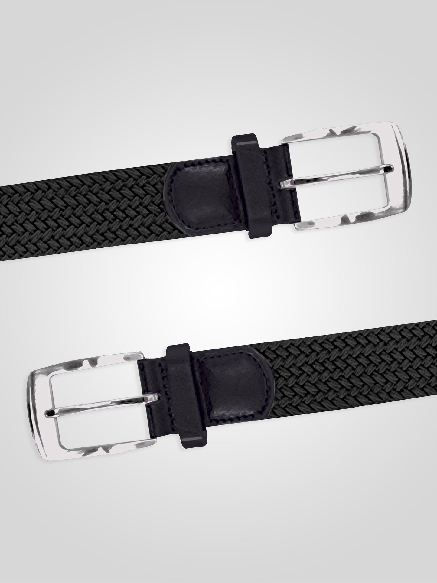 SIMON -D555 Black Stretch Braided Belt