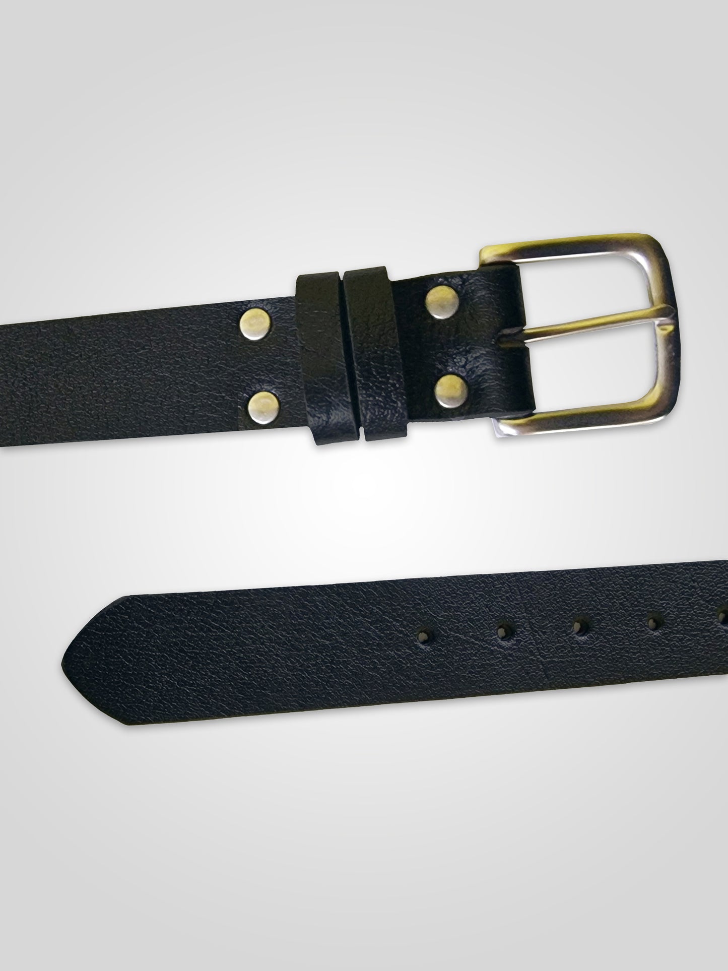 GAVIN-D555 Black Hand Crafted Real Leather Hide Belt 3.7 Cm Width