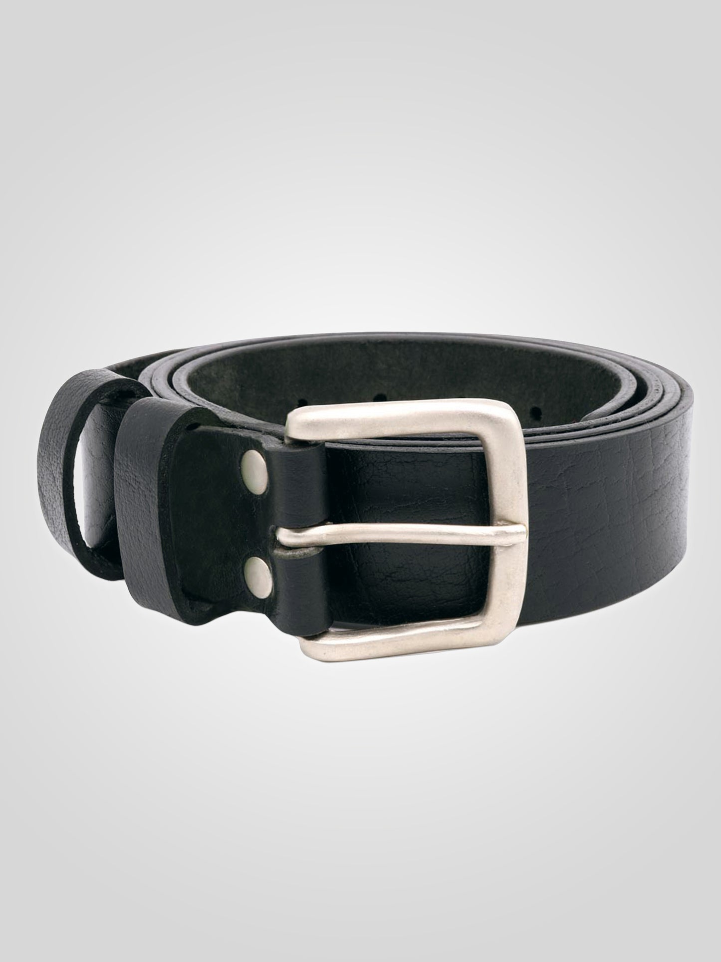 GAVIN-D555 Black Hand Crafted Real Leather Hide Belt 3.7 Cm Width
