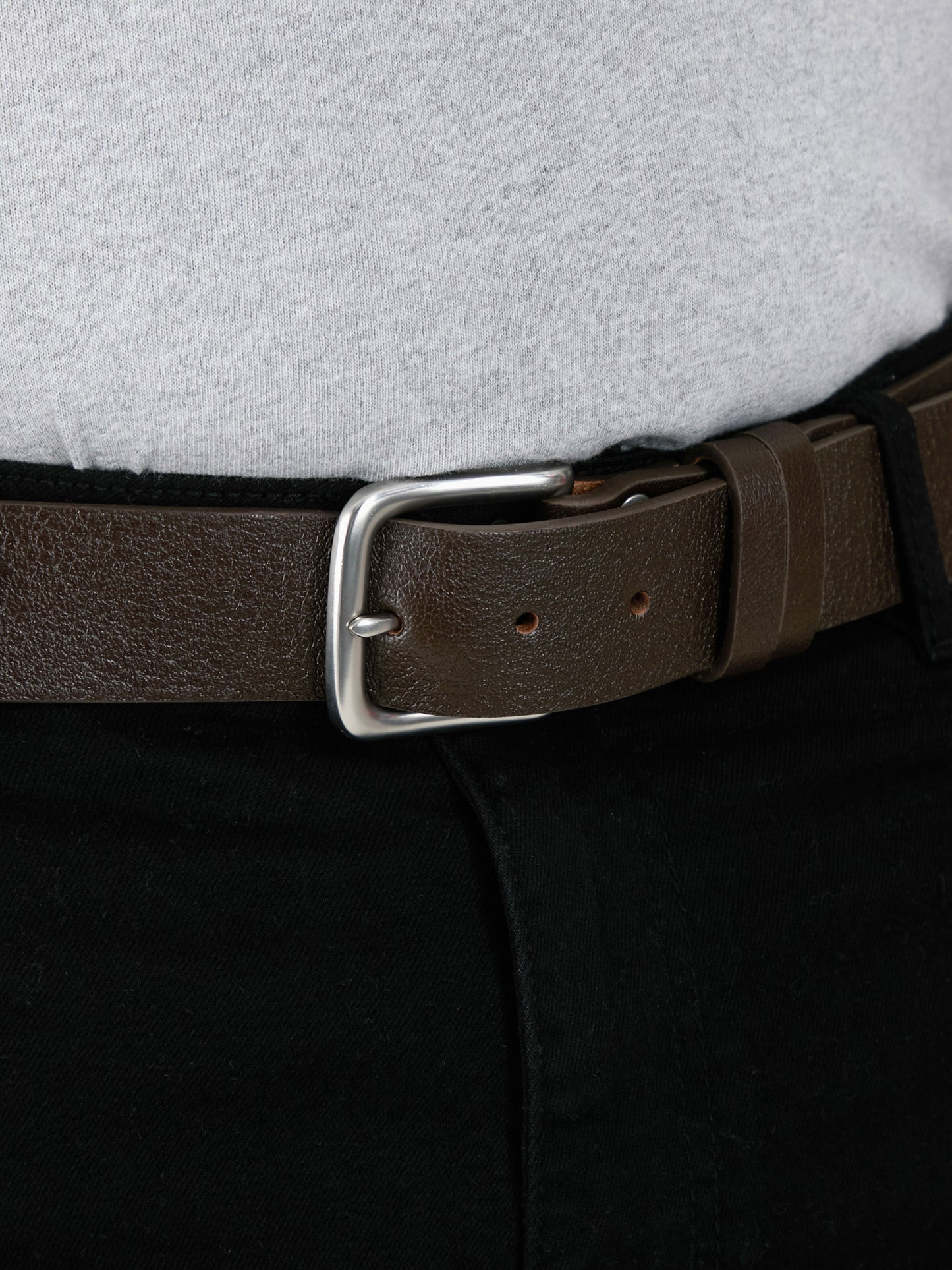 LIAM-D555 Brown Hand Crafted Real Leather Hide Belt 3.7 Cm Width
