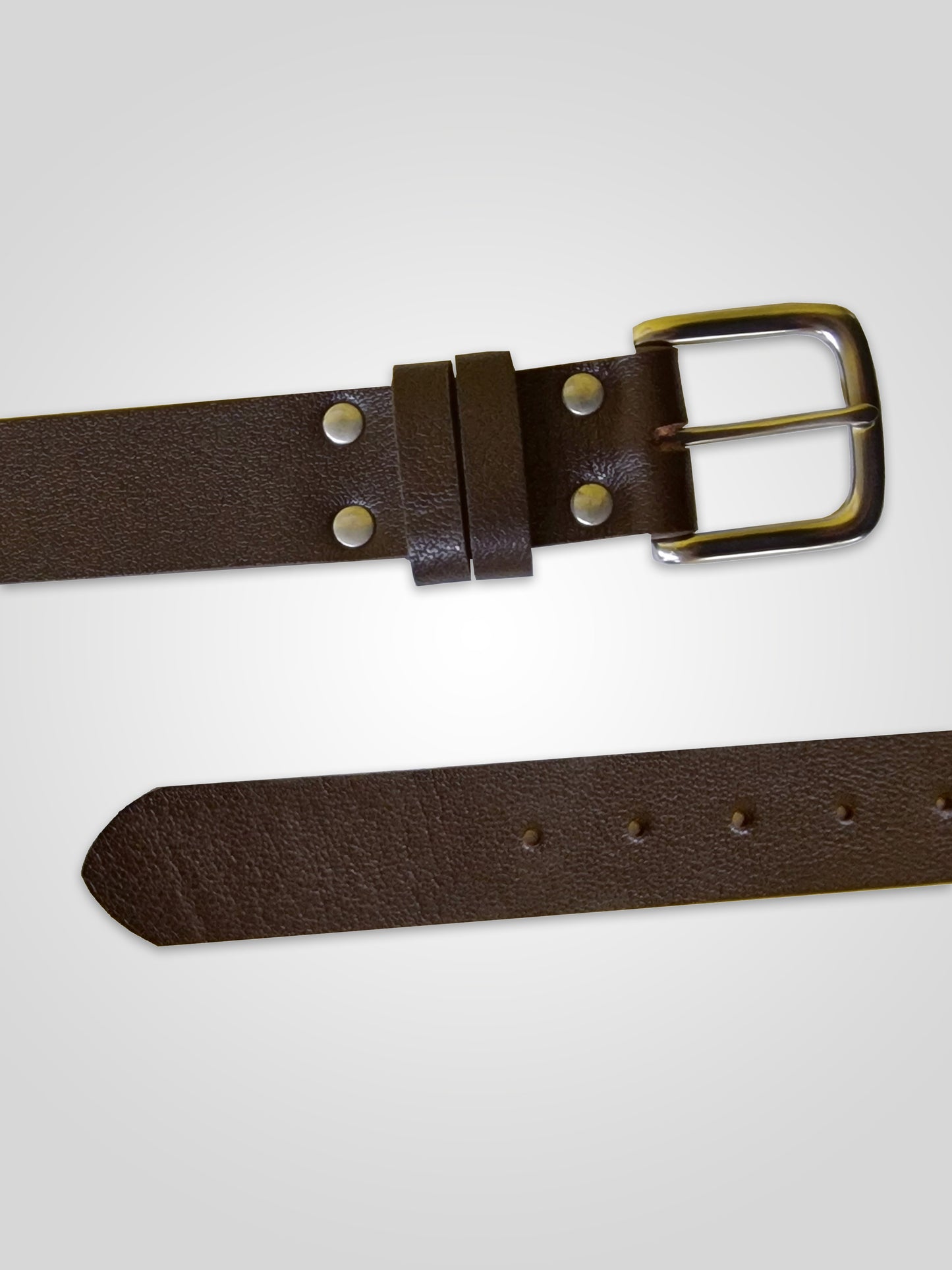 LIAM-D555 Brown Hand Crafted Real Leather Hide Belt 3.7 Cm Width
