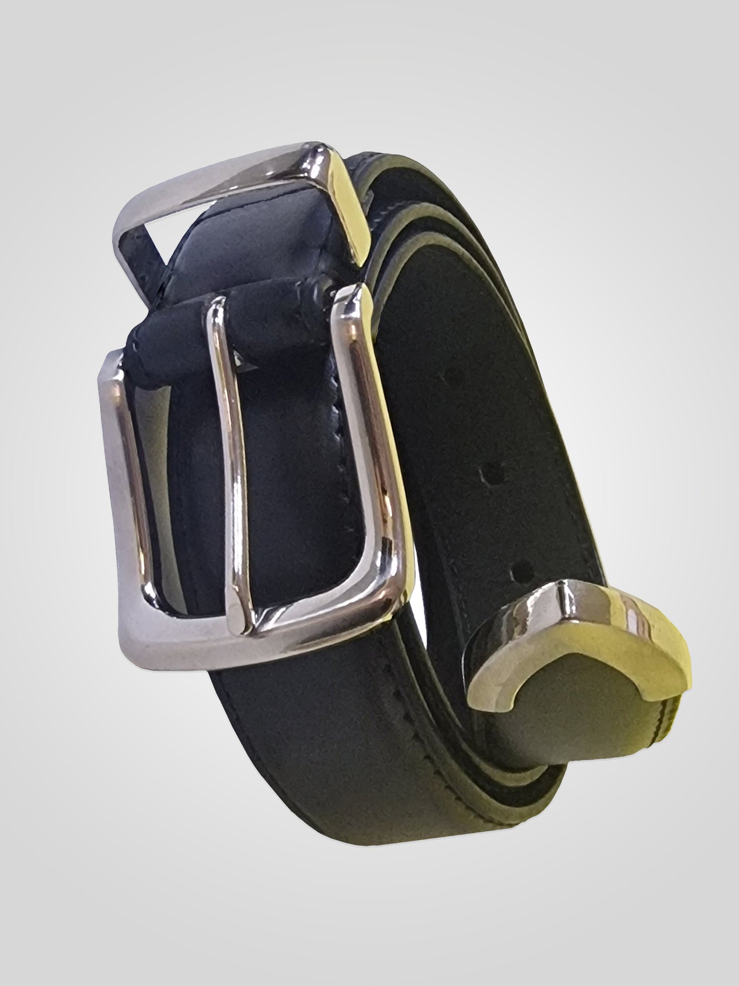 JOESEPH -D555 Black Metal Tip End Belt 3.5Cm Width