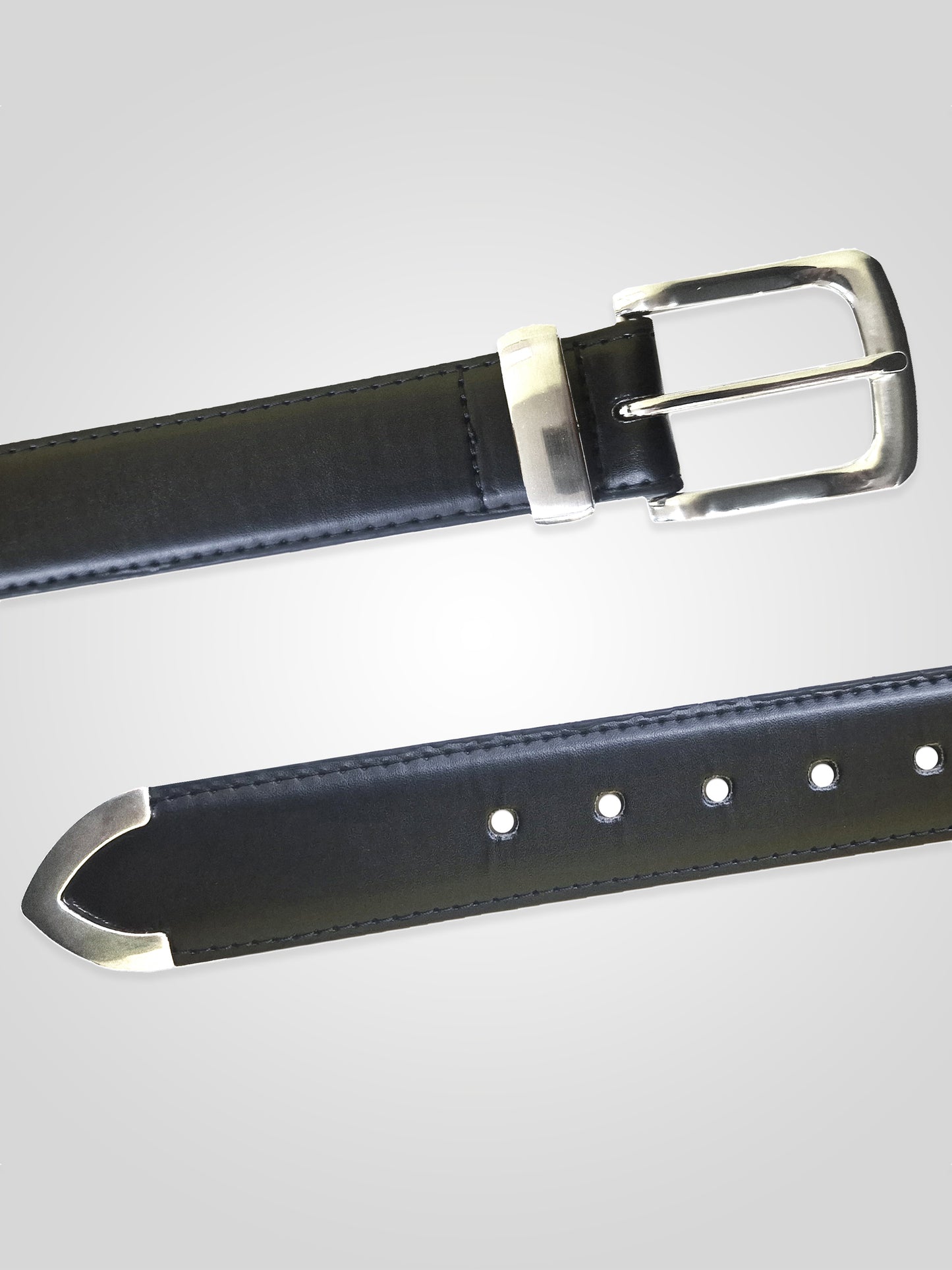 JOESEPH -D555 Black Metal Tip End Belt 3.5Cm Width