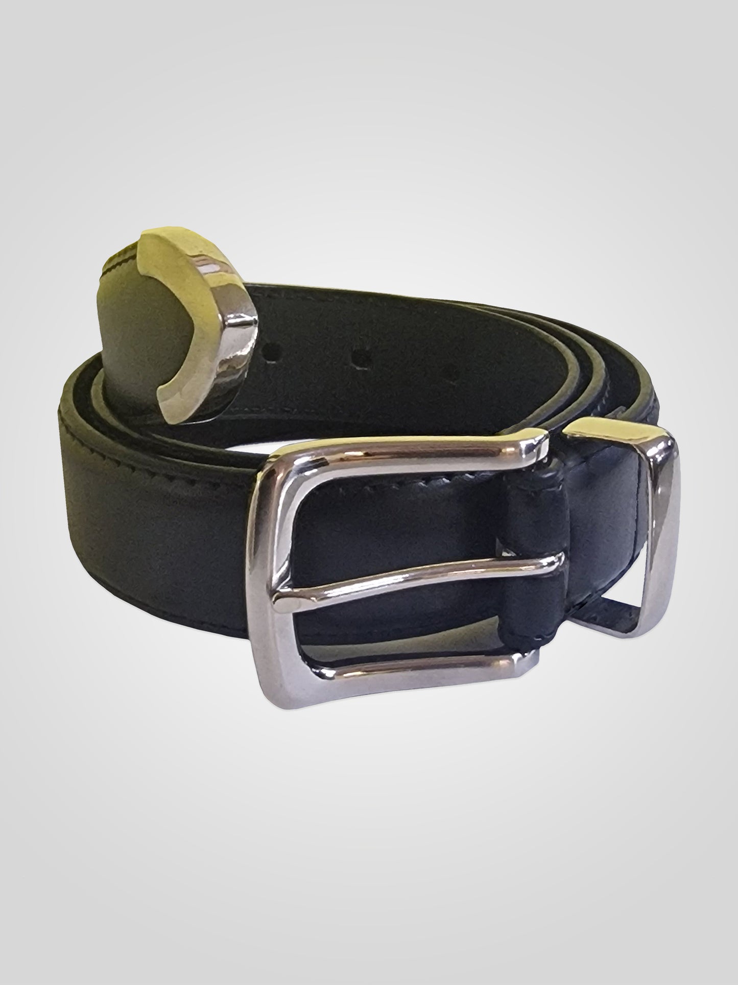JOESEPH -D555 Black Metal Tip End Belt 3.5Cm Width