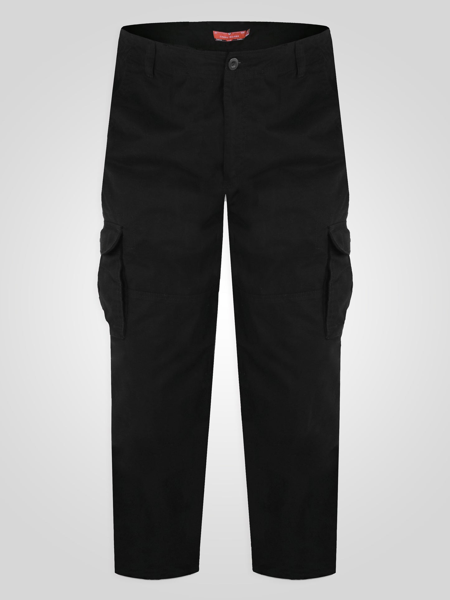 ROBERT -D555 Black Peached and Washed Cotton Cargo Trousers