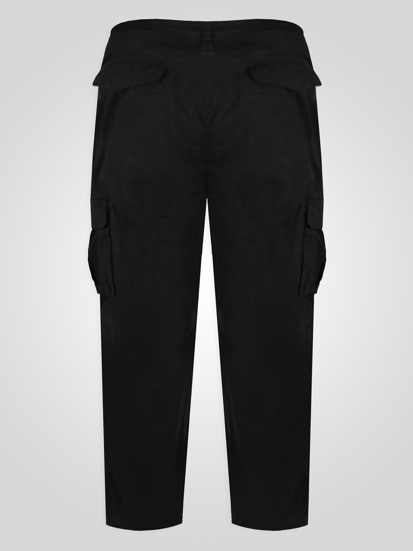 ROBERT -D555 Black Peached and Washed Cotton Cargo Trousers