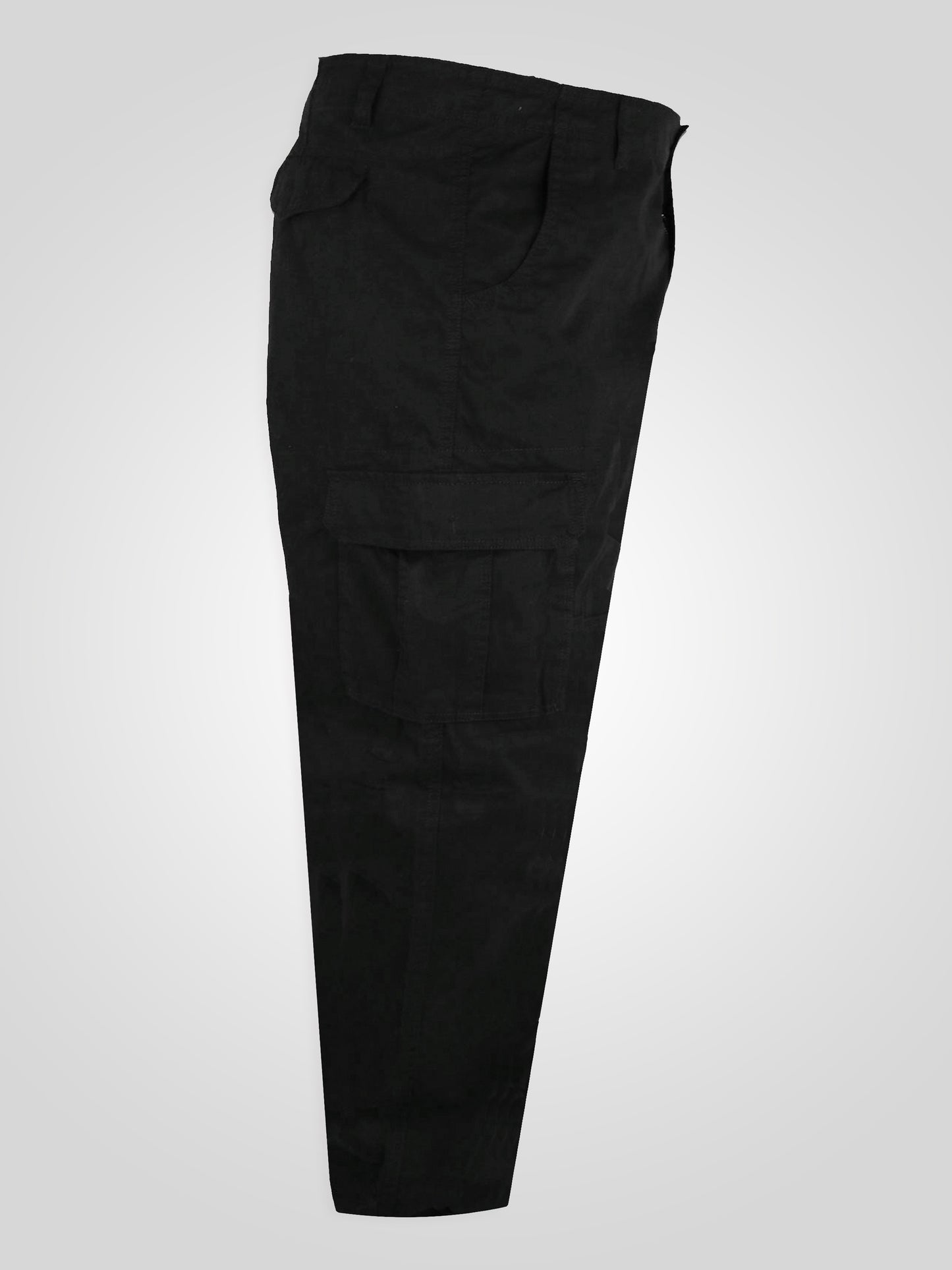 ROBERT -D555 Black Peached and Washed Cotton Cargo Trousers