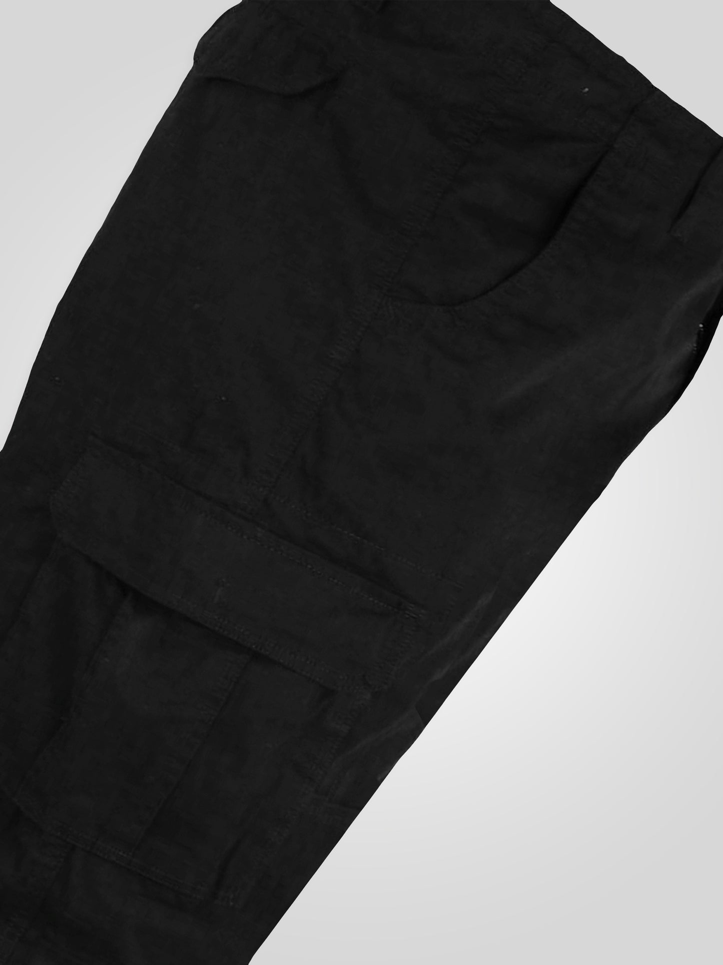 ROBERT -D555 Black Peached and Washed Cotton Cargo Trousers