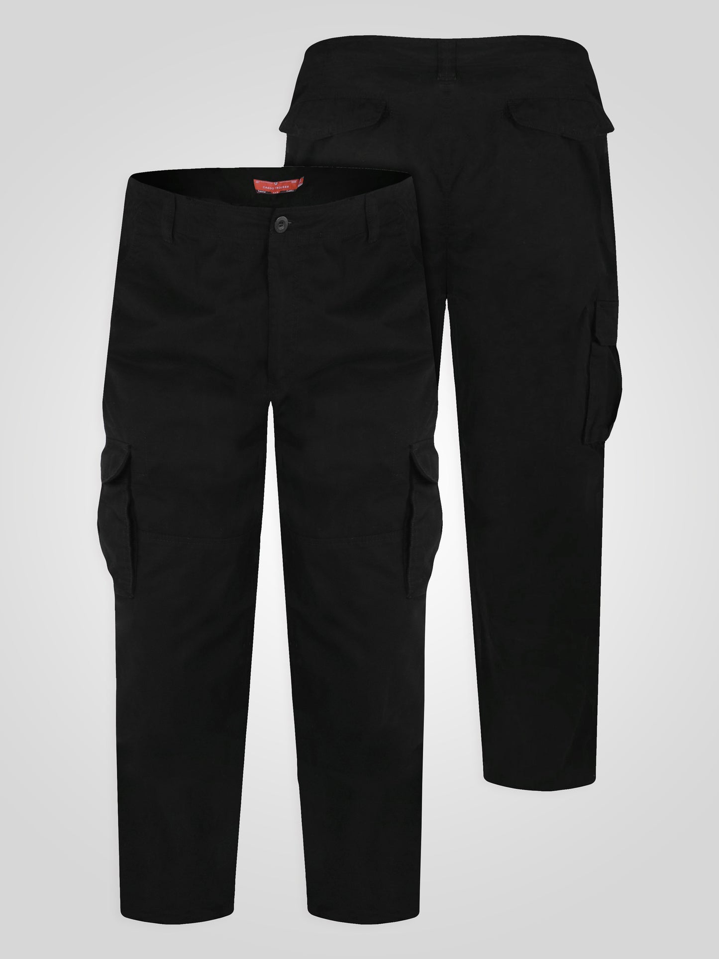 ROBERT -D555 Black Peached and Washed Cotton Cargo Trousers