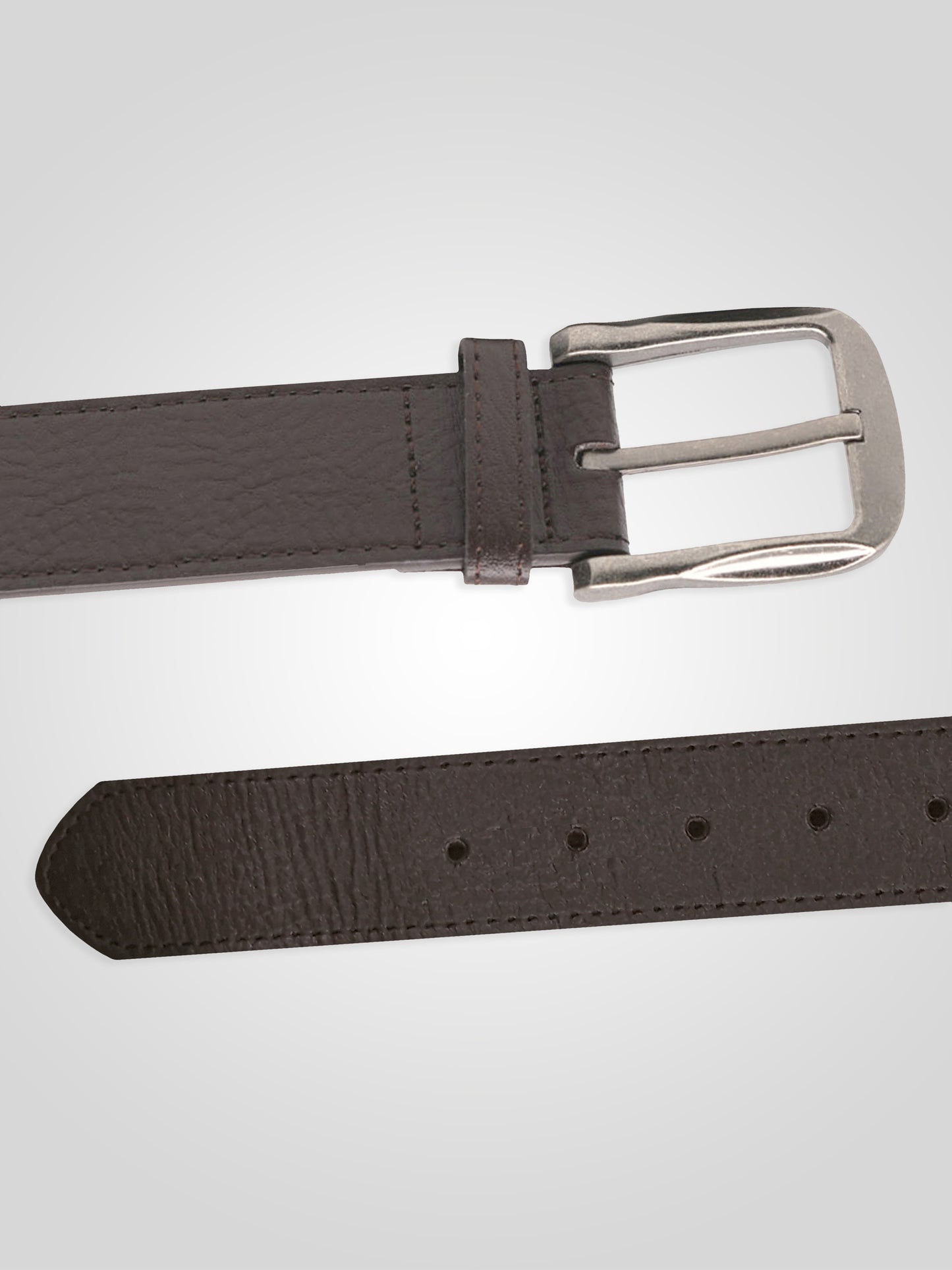 HARRISON -D555 Brown Large Buckle Bonded Leather Belt 3.9Cm Width