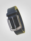SAMUEL -D555 Black Large Buckle Bonded Leather Belt 3.9Cm Width