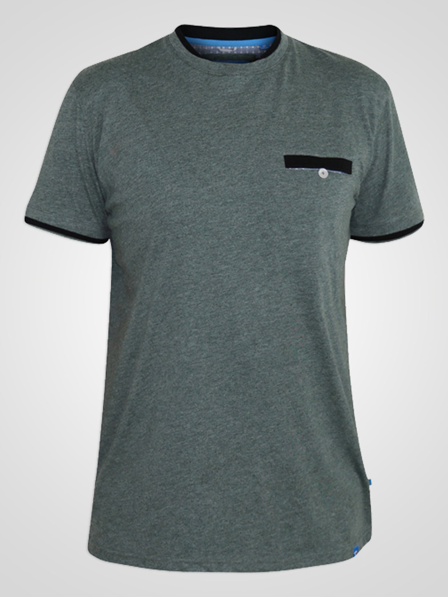 NELLY 1 -D555 Khaki Green Marl T-Shirt with Double Layer On Neck and Pocket