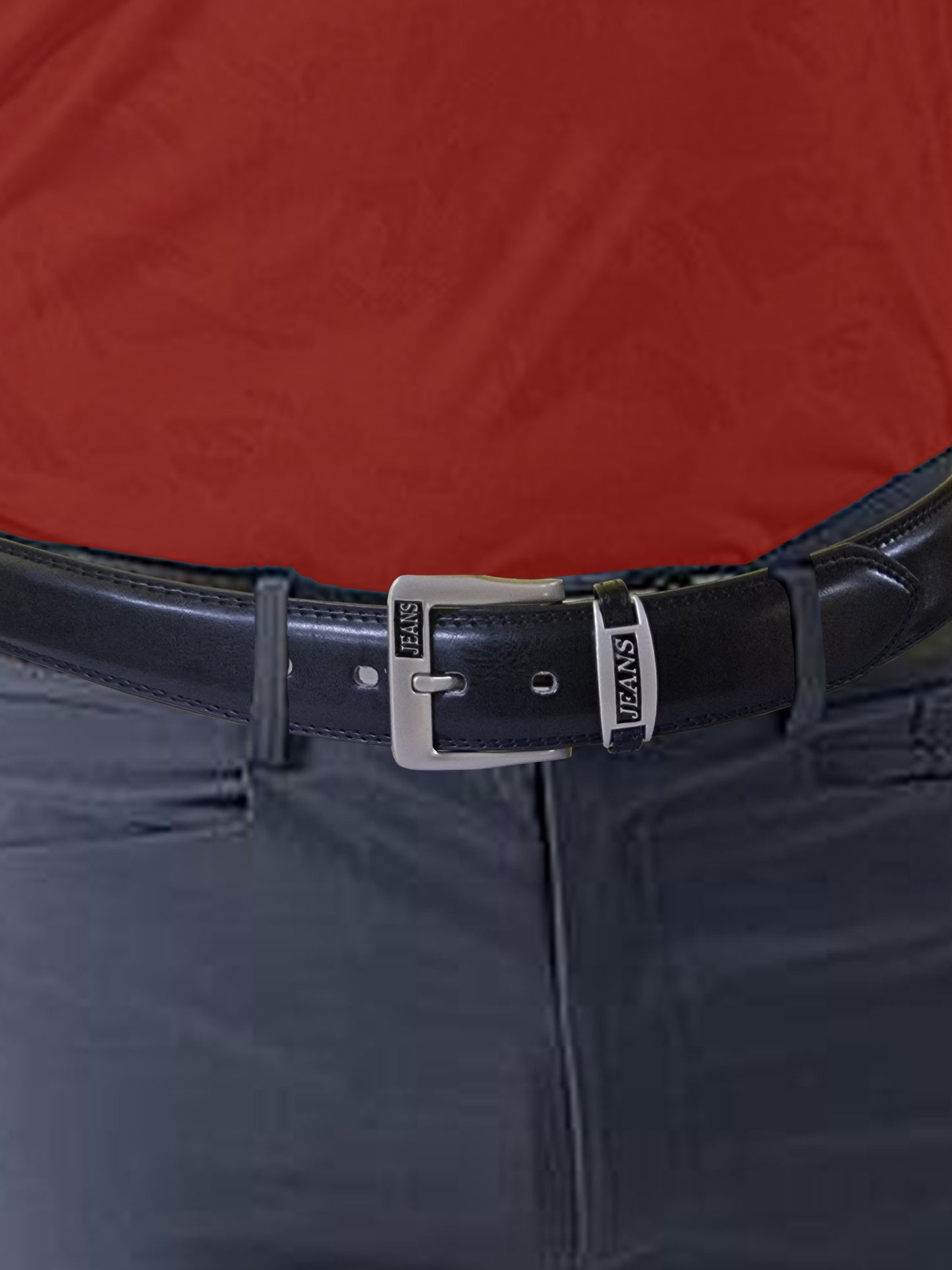 KENNY -D555 Black Jeans Logo Belt 3.8Cm Width