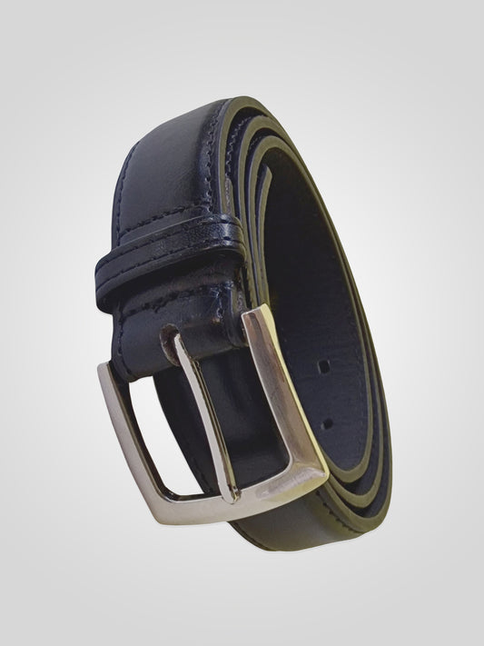 LEWIS -D555 Black Square Buckle Plain Belt 2.9Cm Width