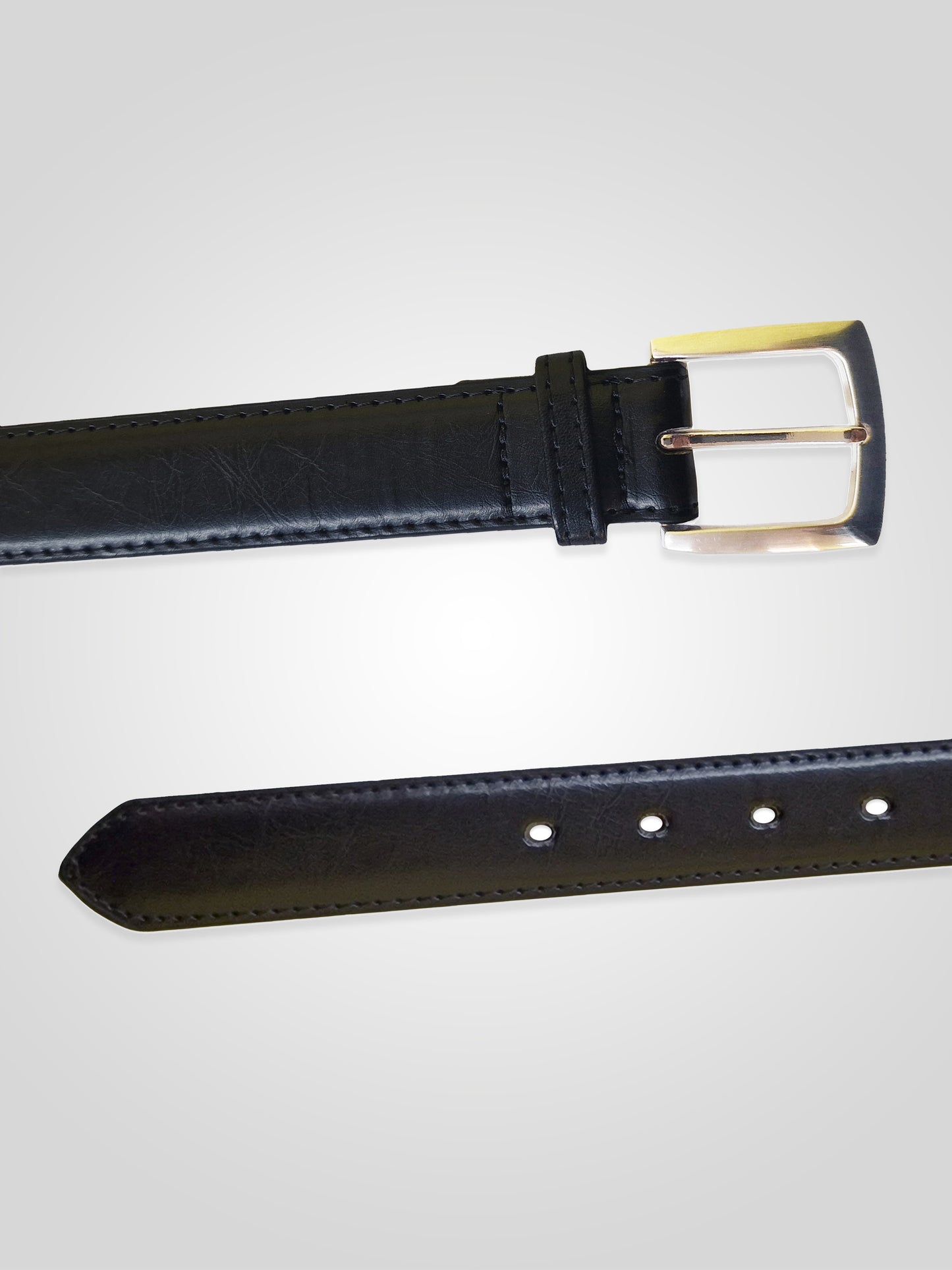 LEWIS -D555 Black Square Buckle Plain Belt 2.9Cm Width