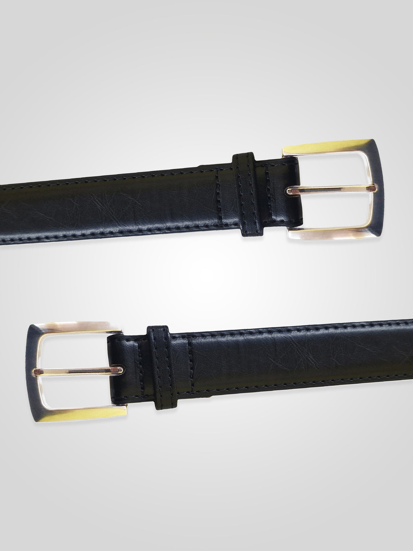 LEWIS -D555 Black Square Buckle Plain Belt 2.9Cm Width