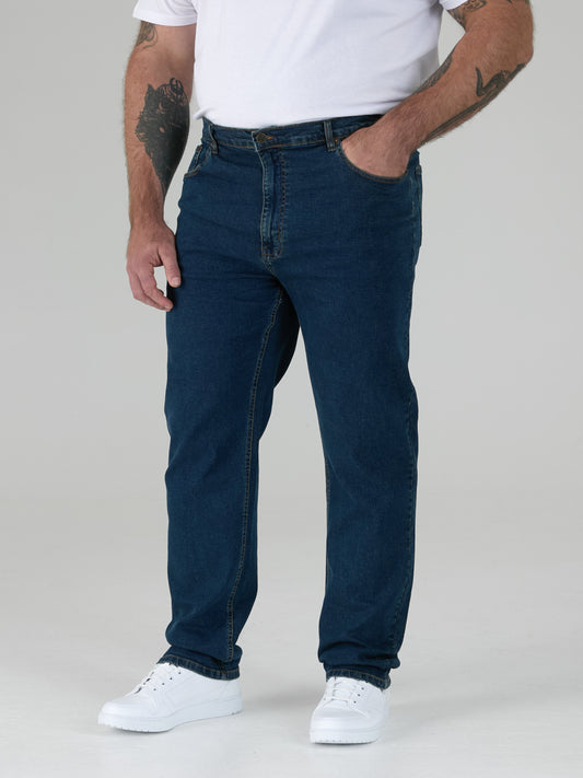 CARLOS -ROCKFORD Blue Stonewash Classic Comfort Fit Stretch Jeans