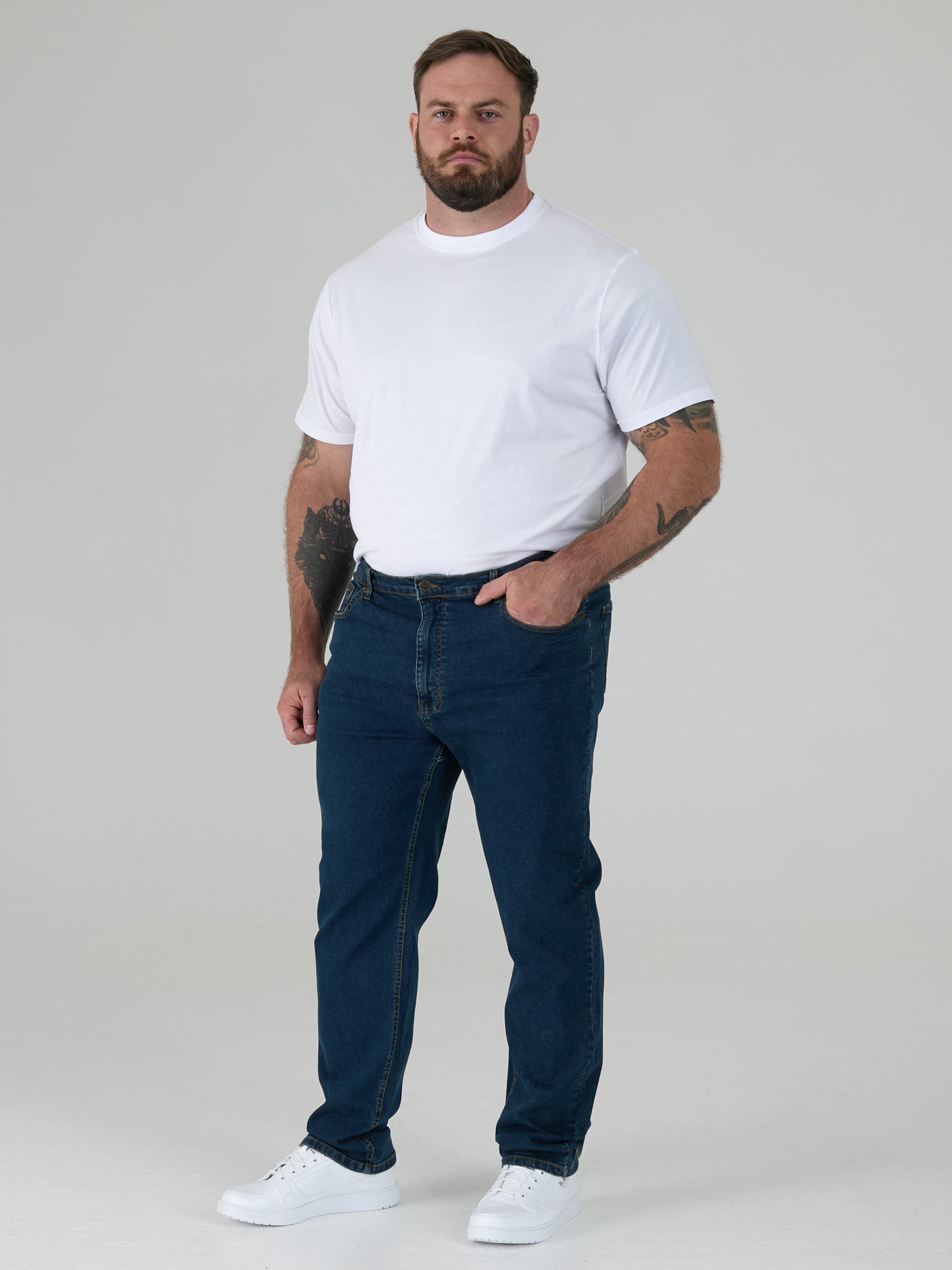 CARLOS -ROCKFORD Blue Stonewash Classic Comfort Fit Stretch Jeans