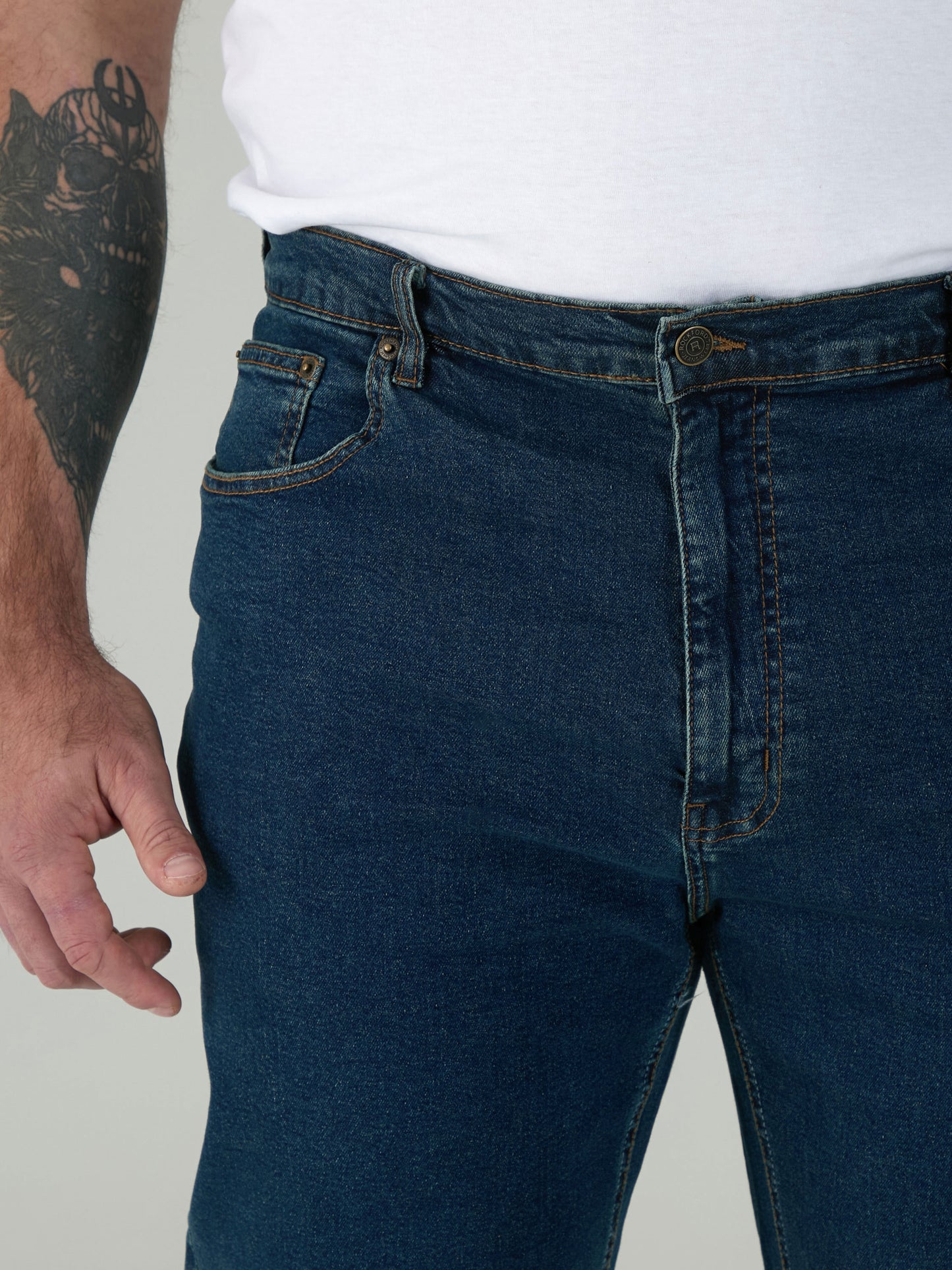 CARLOS -ROCKFORD Blue Stonewash Classic Comfort Fit Stretch Jeans
